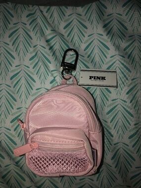 NWT Victoria’s Secret PINK Mini Bookbag Charm Keychain in Light Baby Pink